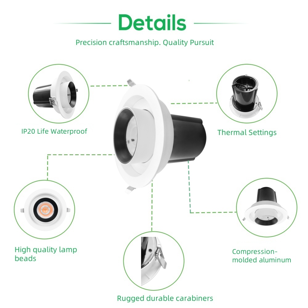 DL320 10W 12W 15W 20W 25W 30W 35W Stretch LED Downlight 360 Degree Telescopic Adjustable Angle COB Down Spot Light 3 Year Warranty