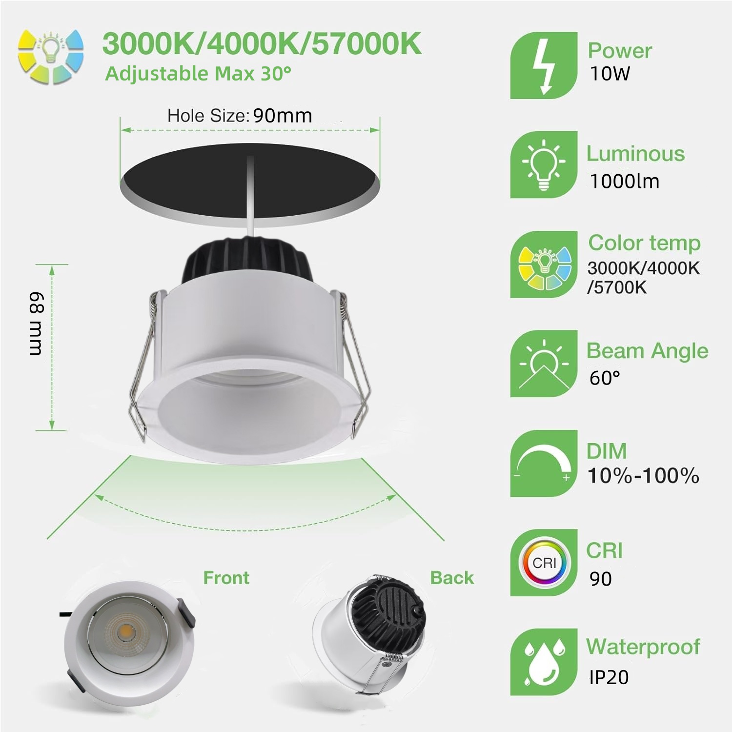 DL91 Led Down Light Ceiling Light Living Room 3W 5W 9W 12W 15W 30W COB Spotlight