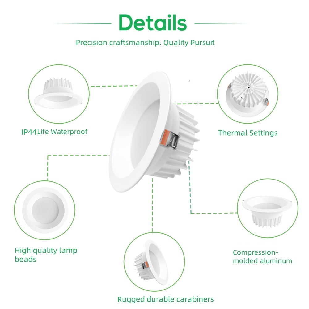 DL302 Modern Style 7W & 10W Anti-Glare LED Downlight with Deep Cup CRI98 Eye Protection Cob Chip IP44 Rating 90mm Cut out