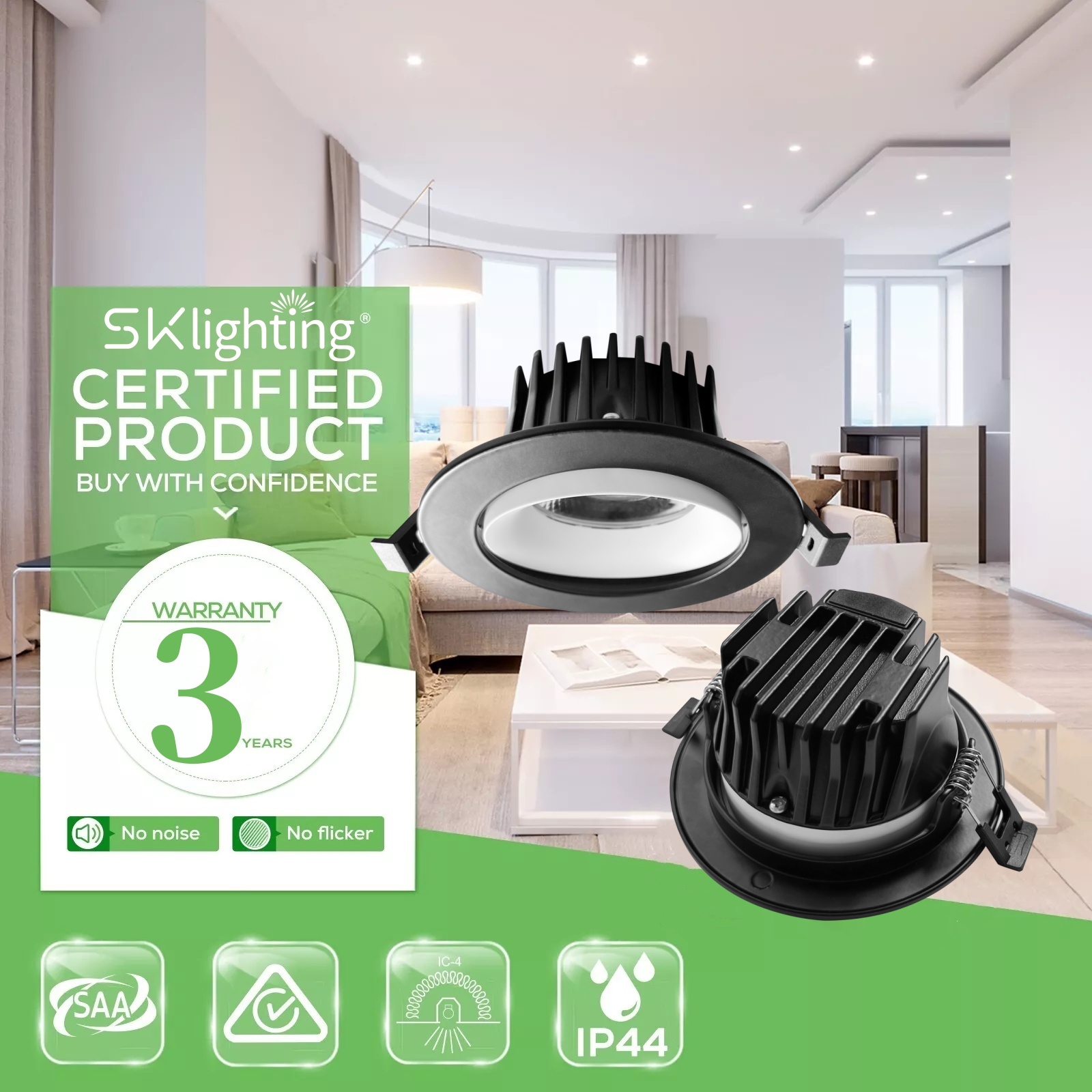 DL318-B Modern Anti-Glare LED down Light 18W to 48W Recessed Ceiling Light IP65 Aluminum Spotlight for Hotels