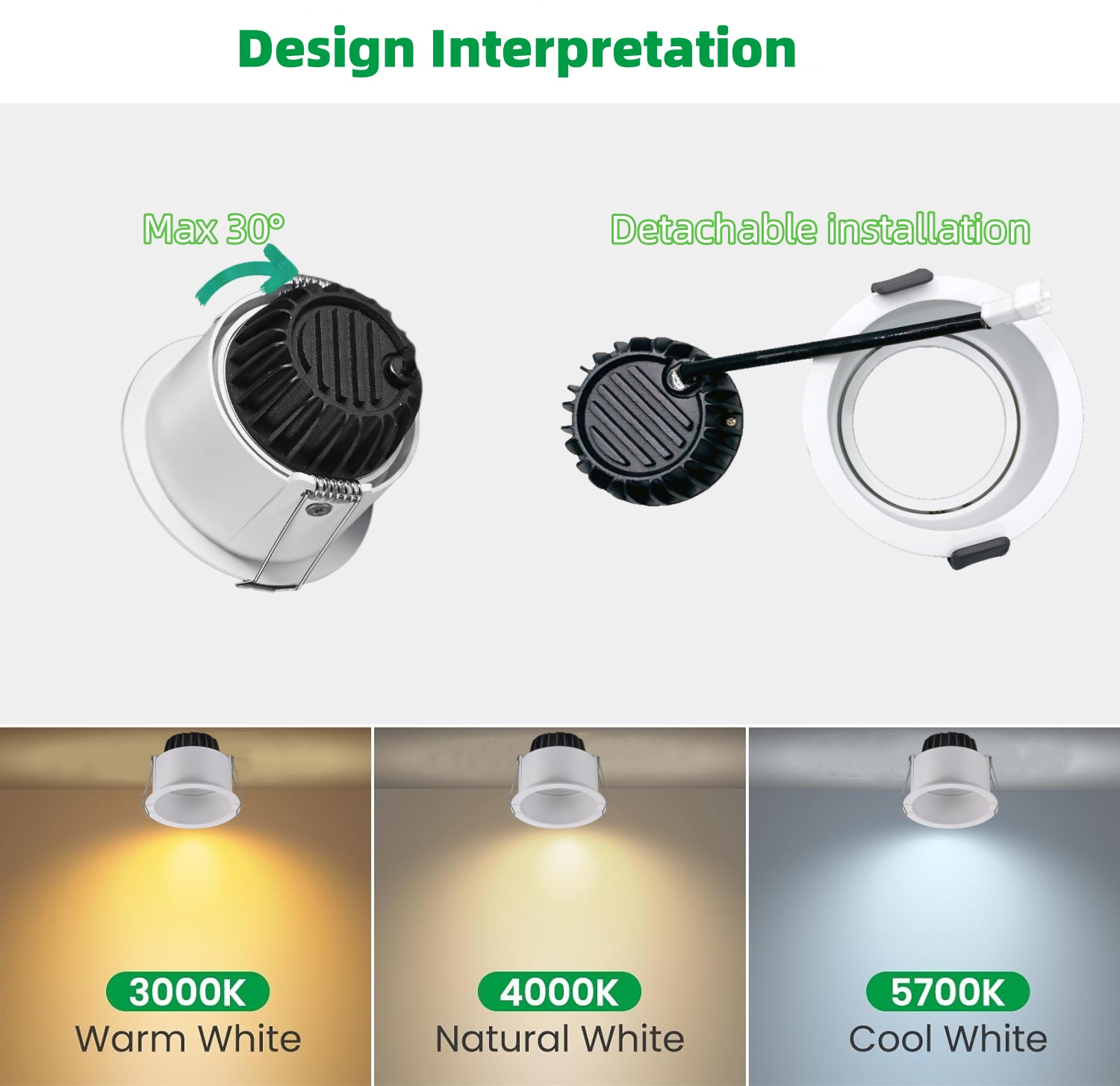 DL91 Led Down Light Ceiling Light Living Room 3W 5W 9W 12W 15W 30W COB Spotlight