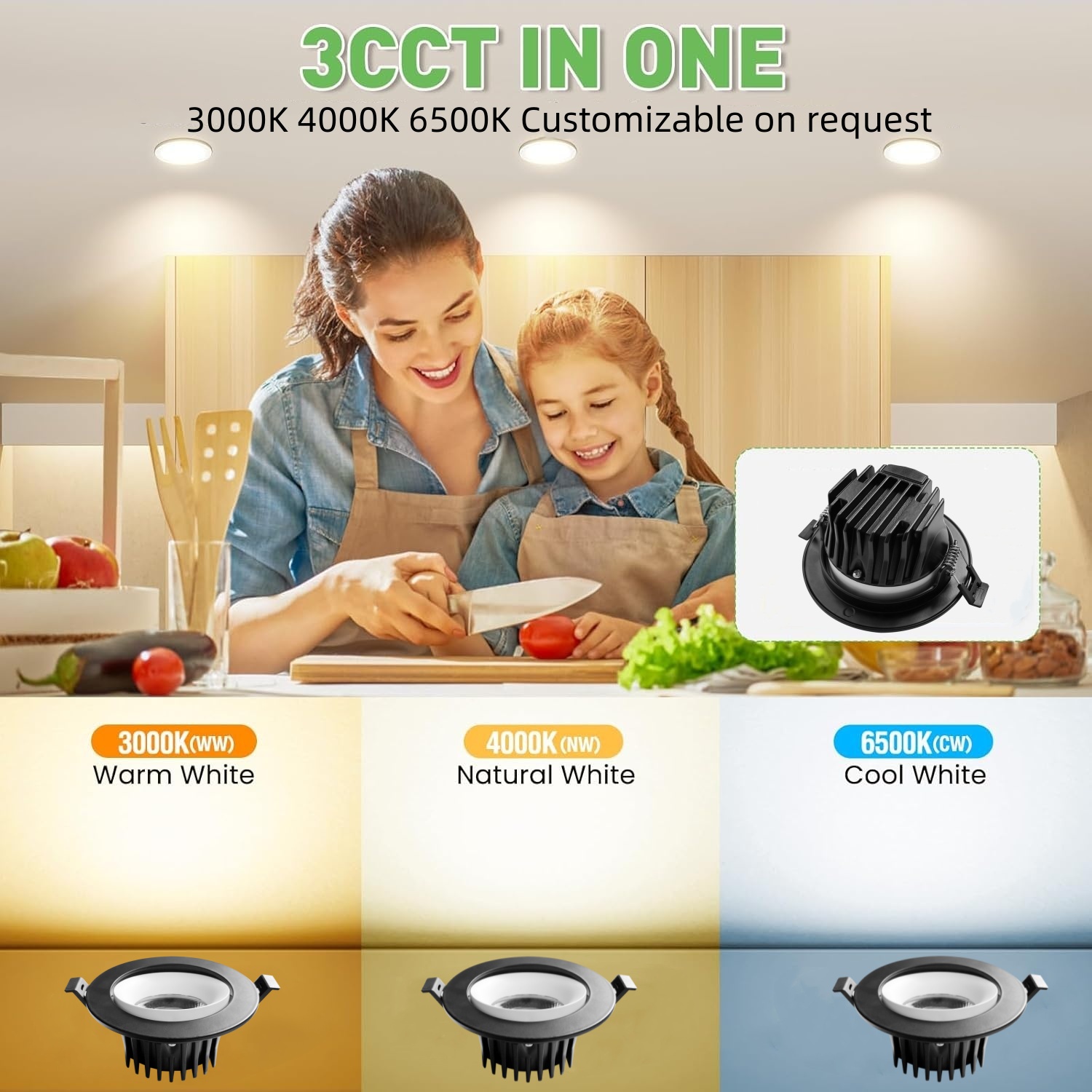 DL318-B Modern Anti-Glare LED down Light 18W to 48W Recessed Ceiling Light IP65 Aluminum Spotlight for Hotels